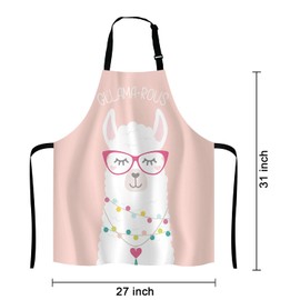 Lefolen Inspirational and motivational Apron with Alpaca,Cute llama Gllama-rous Unisex Kitchen Bib with Adjustable Neck for Cooking Gardening,Adult Size