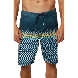 O'Neill Men's Standard Hyperfreak Print Quick Dry Stretch Boardshort, Navy/Wavelength, 30