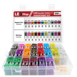 250 Pcs Ledvillage Standard and Mini Car Fuses Automotive Kit - Fuse Blade Kit Auto Assortment (2/3/5/7.5/10/15/20/25/30/35/40AMP) for RV, Camper, Boat, Truck, Motorcycle, Auto Accessories