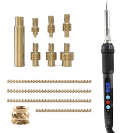 Imdinnogo 3D Printer Accessories Soldering Iron Kits: 1Pcs High Temp Soldering Iron - 1Pcs Connector - 6Pcs Brass Soldering Iron Tip M2 M3 M4 M5 M6 M8-120Pcs M3 Hot Melt Insert Nut Bczamd