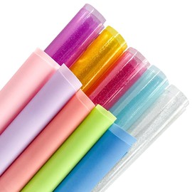 ONEART Clear A4 Candy Colour Jelly Vinyl Sheets, Pack of 10 Transparent Vinyl Fabric for Earrings Bows Crafts