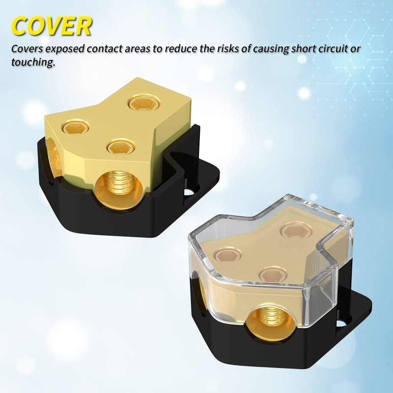 Joinfworld 12V Power Distribution Block Car Audio 2 Way Ground