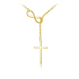 LiteVibe 14K Gold Cross Necklace for Women Gold Necklace for Women Crucifix Charm Chain Necklace Minimalist Gold Chain