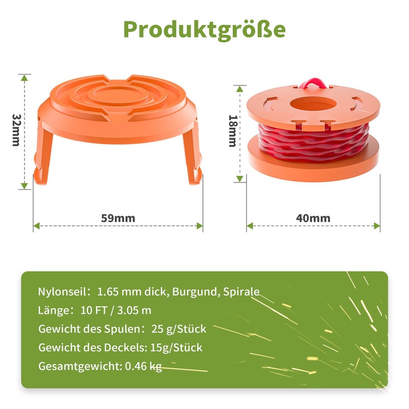 Forever Speed 22 Pack Trimmer Spool Line for Worx, Auto