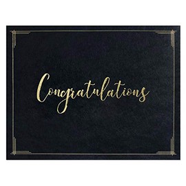 PaperDirect Congratulations Certificate Jackets, 9 Inches x 12 Inches Folded, Black with Gold Foil, 10 Count, Certificate Cover for School, Work, Diplomas, Graduation & Awards, Certificate Holder