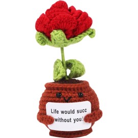 Crochet Rose Flowers Gifts for Women Birthday, Roses Forever Flowers Gifts for Women Girlfriend Anniversary Mother's Day Birthday Home Decor (One Flower)