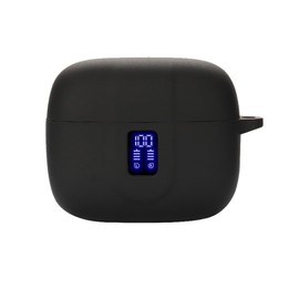 smaate smaate Earbuds Case Compatible with TAGRY X08 Wireless Headphone, Silicon Protective Cover with Keychain, with Window for LED Display (Black)