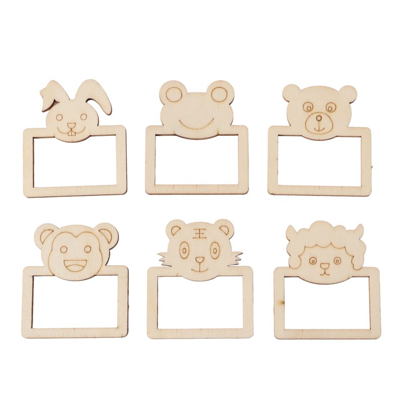 100pcs Wooden Cartoon Animal Photo Frame Decorative Hand Painting Photo