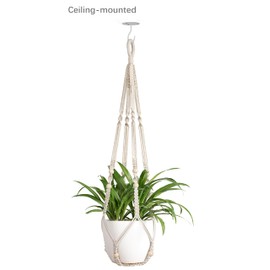 Mkono Ceiling Hooks for Hanging Plants, Metal Plant Hanger Bracket Wall Mount Hooks for Hanging Bird Feeders, Lanterns, Wind Chimes, Planters, Indoor&Outdoor Decoration Hooks (2-Pack) (White)