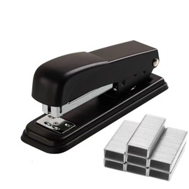 DPWOUM Black Classic Office Stapler, 750 Staples, 25 Sheet Capacity, Smooth Use, Binding Modes, Medium Duty, Home, School, Office
