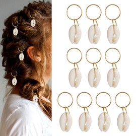 DOPENSPI 10PCS Shell Hair Clips, Boho Shell Hair Rings Seashell Hairs Clips Head Accessories Shells Braid Accessories for Hairs Shells Braid Accessorie for Women Braids DIY