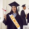 10Pcs White Senior 2027 Satin Sashes with Orange Glitter Letters-