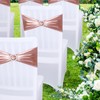 LEBENGURU Metallic Rose Spandex Chair Sashes, 50pcs Premium Stretch Bows