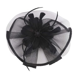 Women Mesh Flower Fascinator Hat Net Veil Wedding Party Feather Hat Retro Headband Cocktail Tea Bridal Shower Hair Clips Sinamay Pillbox Hat Church Head Piece Headwear Black