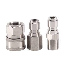 Hacbop NPT 3/8 Inch Male and Female Quick Connector Kit Pressure Washer Set and 1 Pieces NPT 3/8 Inch Pressure Washers Quick Connector Plug Male Nipple