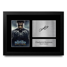 HWC Trading FR A4 Chadwick Boseman Black Panther Gifts Printed Signed Autograph Picture for Movie Memorabilia Fans - A4 Framed