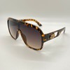 Women Sunglasses Fashion Designer Oversized Tortoise Frame Brown Lens Shield