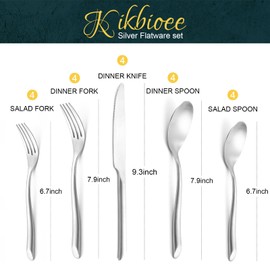 Kikbioee Wave 20-Piece Silverware Set, Stainless Steel Flatware Set, Forged Cutlery Set Matte Finishing Dishwasher Safe, Service for 4