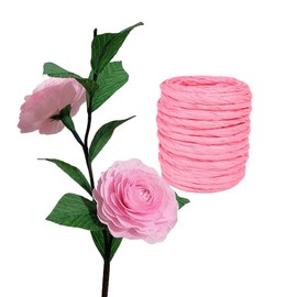 ALLWSLucky 12M Naturbast Papierband, Ø4mm Bast Raffia Natur Papierschnur, Raffiabast Papierband für DIY, Raffia Garn Bastband für Geschenkverpackung, Weben, Dekoration und Gärtnern (Rosa)