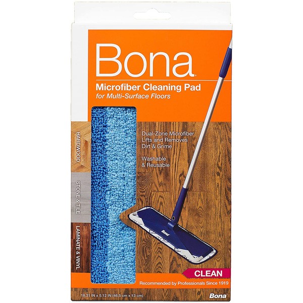 Bona Microfiber Cleaning Pad, for Hardwood and Hard-Surface Floors, fits Bona Family of Mops, 1 Pack