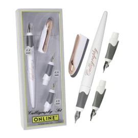 Online Online Air Kalligrafie Set White Rose I Schönschreibfüller mit Kombipatrone & 3 Federn in den Strichstärken 0,8/1,4/1,8mm I Kalligraphie Füller Geschenkset I für Standard-Tintenpatronen & Konverter