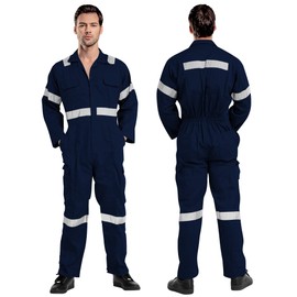 ProMaxFit Men's Long Sleeves Coverall Boiler Suit for Workshop Mechanics - Overall Cotton Blend Jumpsuit for Painters, Welders and builders.