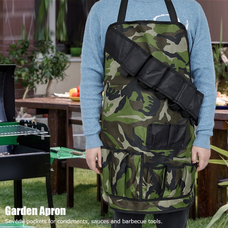 MultiFunction BBQ Apron Waterproof Dirt Resistant Cooking Apron with MultiPocket