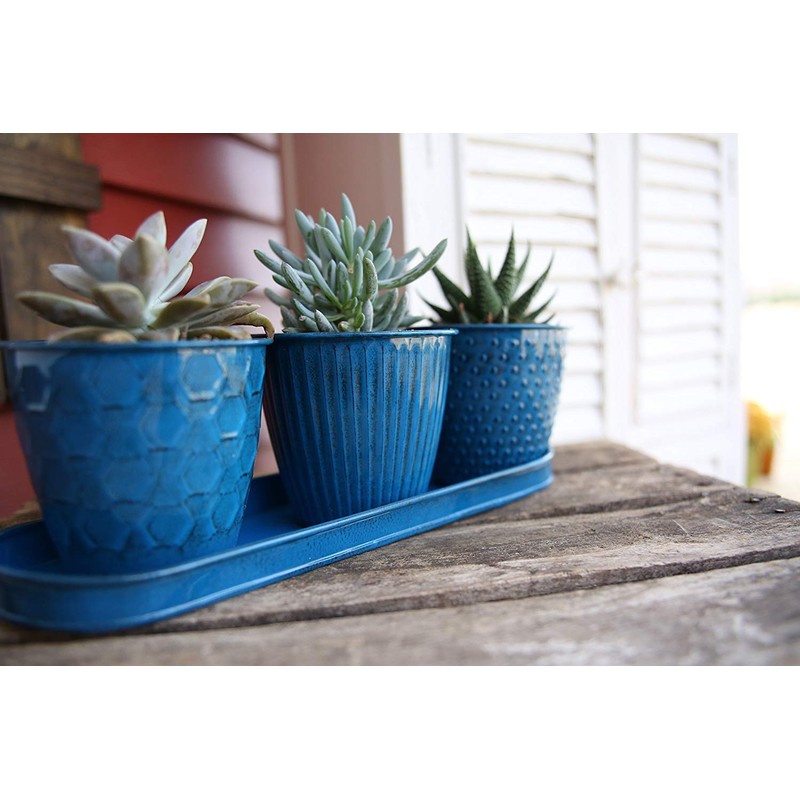 Robert Allen MPT01910 Concord Garden Flower Pot Set with Tray,