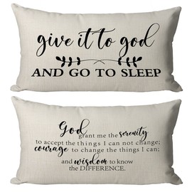 Mancheng-zi God Grant Me The Serenity Christian Bible Throw Pillow, Christian Women Gifts, Funda de cojín de Lino de algodón de 12 x 20 Pulgadas para decoración de sofá Cama