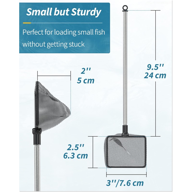 Pawfly 3 Inch Aquarium Fish Net with Telescopic Stainless Steel