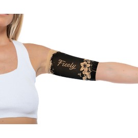 Linphelle Coverpicc - Upper Arm Cover for Picc Line, Soft Microfiber Arm Sleeve, Ideal for Picc Line, Glucose Sensor, Tattoo or Wounds, Black Flowers, Size Medium