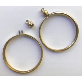 BeadExplosion Coin Holder Bezel 38mm 1 1/2" Gold Plated Pk/4 Charm Necklace Pendant