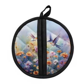 YORXINGY Oil Paint Hummingbird Potholders & Oven Mitts for Kitchen Decor and Accessories Heat Resistant Greaseproof Breathable Gloves for Hotel Grilling Kitchen Dishwasher Safe