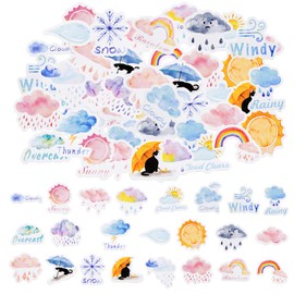 46pcs Stickers for Scrapbooking Small Scrapbook Sticker Set, Journaling Bullet Junk Journal Supplies, Planner, Kid DIY Art Crafts, Laptop, Suitcase (Weather)