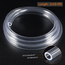 MECCANIXITY PVC Transparent Hose Vinyl Tubing 8mm ID 12mm OD 2m Flexible Lightweight for Water Tube,Air Tube
