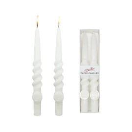 10 Inch White Spiral Taper Candles Flower Carved Tapered Twisted Candlesticks Elegant Dinner Table Decor for Partycolor: Rose carve-white, size: Large (8"-12")
