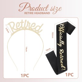 GlamRays Retirement Party Decorations Headband and Sash Set for Women Rose Gold Retirement Crown Headband, Retirement Sash for Women Retirement Gifts