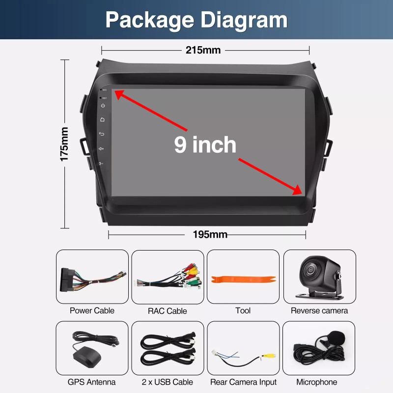 Unbranded For 2013-2017 Hyundai Santa Fe Android 12 CarPlay Car
