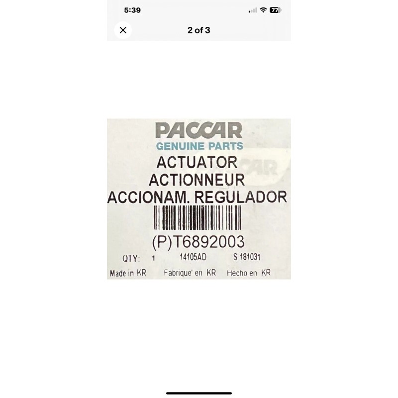 PACCAR It Fits T6892003 Genuine Paccar Actuator - Temp Mode