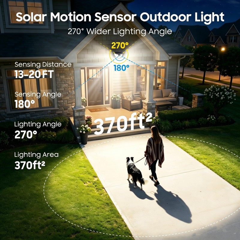 Solar Motion Sensor Lights Outdoor, 151 LED Super Bright Solar