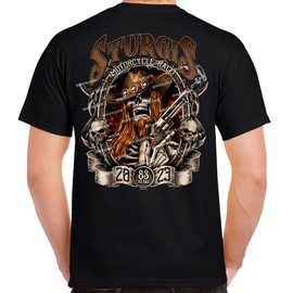 Biker Life Clothing 2023 Sturgis Motorcycle Rally Western Skull Gun Smokin T-Shirt Black/XL/Tall