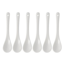 Mosuji Set of 6 Premium White Porcelain Coffee Spoons for Espresso, Tea, Sauces, and Desserts