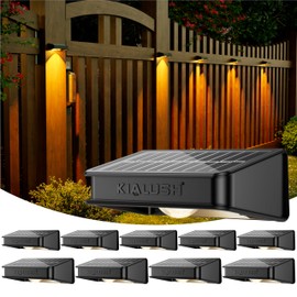 KIALUSH 10 Pack Solar Fence Lights 3 Modes, 9 Colors Outdoor Solar Fence Lights, Waterproof IP 65 Solar Wall Lights, 35lm Outdoor Solar Lights for Step, Stair, Deck, Wall, Patio, Walkway, Porch