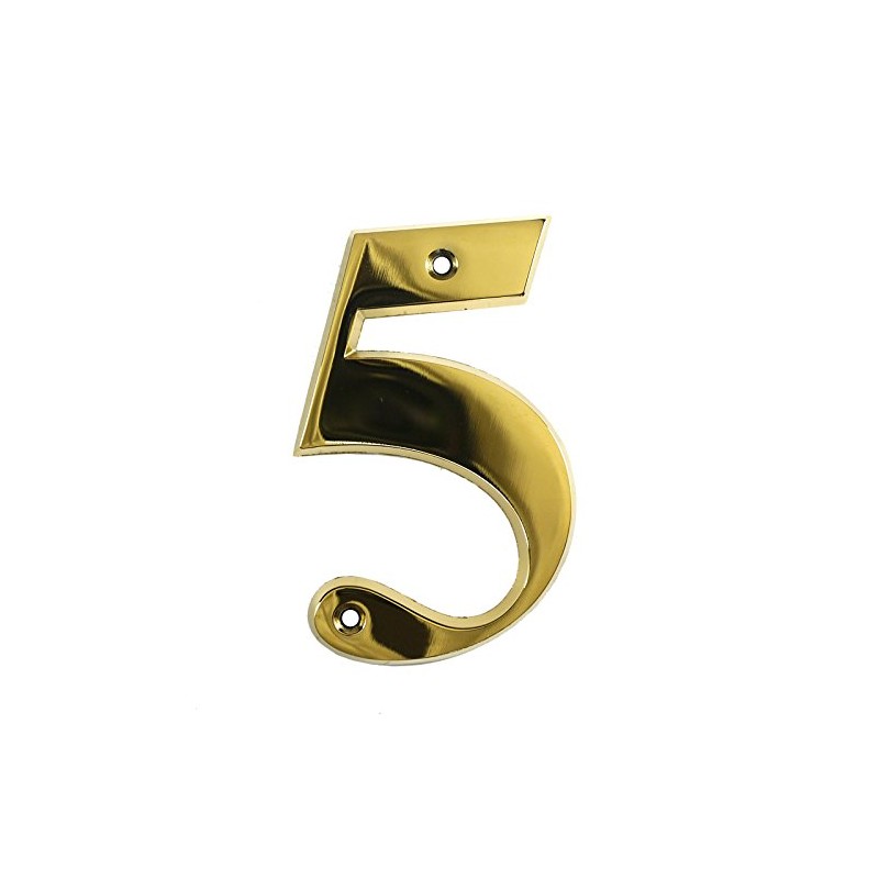 Beautiful 3 Inch Bevelled Edge Polished Gold Door Number 5