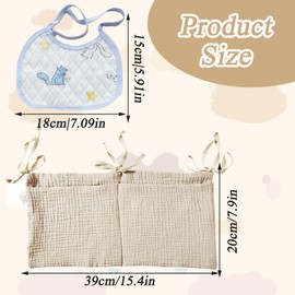 Laralily Baby Bed Organiser Hanging Organiser Baby Bed Organiser Cot Bed Bed Bag Toy Bag for Baby Bed Border, Children's Room Storage Bags, with Saliva Bag