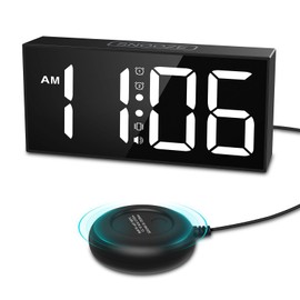 ORIA Vibrating Alarm Clock, Loud Alarm Clock with Bed Shaker for Heavy Sleepers, 7.5'' Large Display LED Clock with Dual Alarms, Snooze, Adjustable Dimmer Volume, for Adults Elderly Hearing Impaired