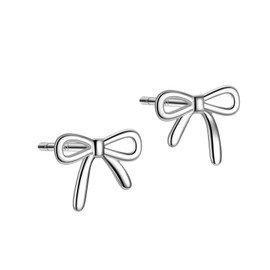 Solid Silver Bow Stud Earrings for Women Stars and Moon Earrings Tiny Stud S999 Sterling Silver Earrings Hypoallergenic for Women (Bow)