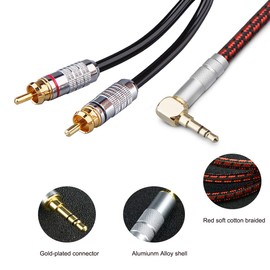 Primeda Audiophile Audio Auxiliary Cable 5m, 3.5mm Male to 2 RCA Male Stereo Y Splitter Adapter Cable for HDTV,Smartphone,Tablets, Speakers,Home Theater More