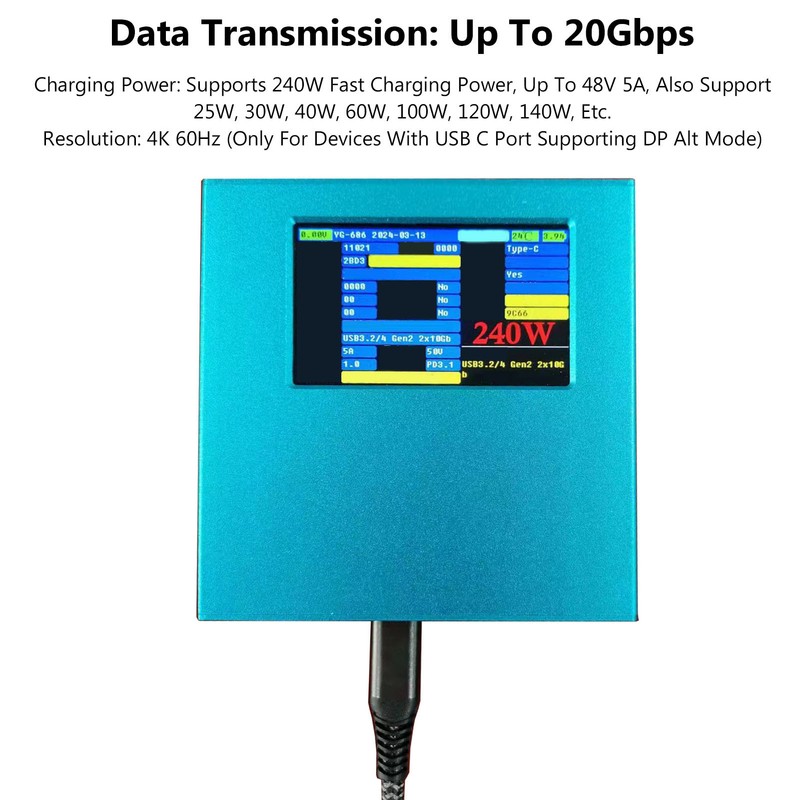 USB C to USB C Cable 20Gbps 240W Fast Charging