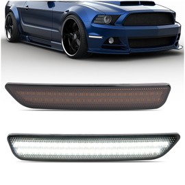 HECASA Front LED Side Marker Light Compatible with 2010-2014 Ford Mustang Base GT Shelby GT500 Boss 302 Replacement for FO2551144 FO2550144 AR3Z15A201A AR3Z15A201B Smoke Lens White Light Front - 2 Pcs